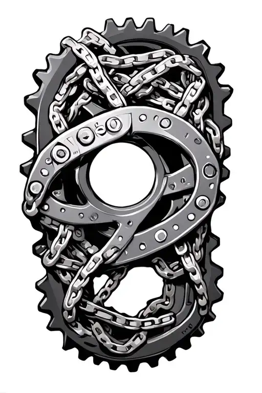 sprocket and chain wrapped tattoo design idea