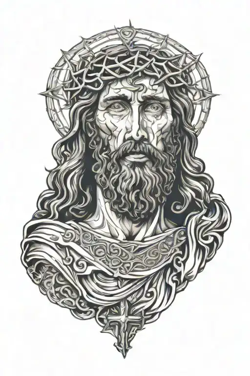 Jesus Christ surrounded tattoo design idea