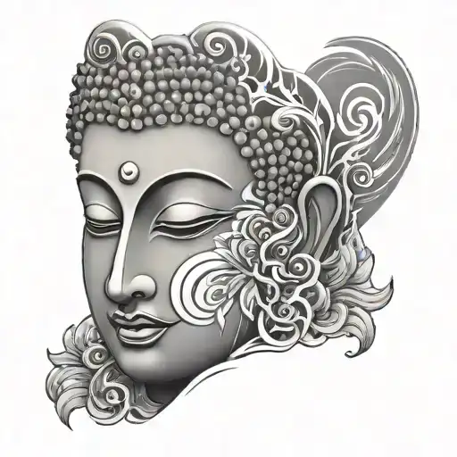 buddha face with art style tattoo design idea