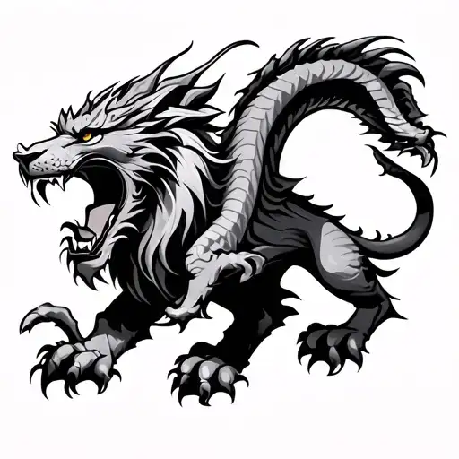 dragon and lion roaring tattoo design idea