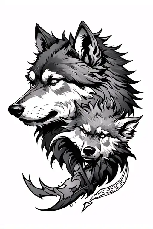 tyr and fenrir viking norse wolf for the shoulder tattoo design idea