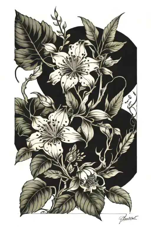 botanical illustration tattoo design idea