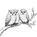 4 owls of same size perched on a branch tattoo design idea