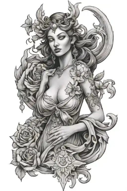 fortuna goddess holding tattoo design idea
