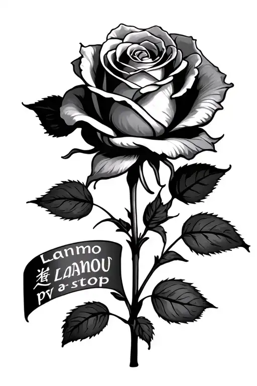 A rose with written lanmò pa stop lanmou tattoo design idea