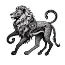 Zodiac symbol leo intertwined with cancer, virgo and capricorn tattoo design idea