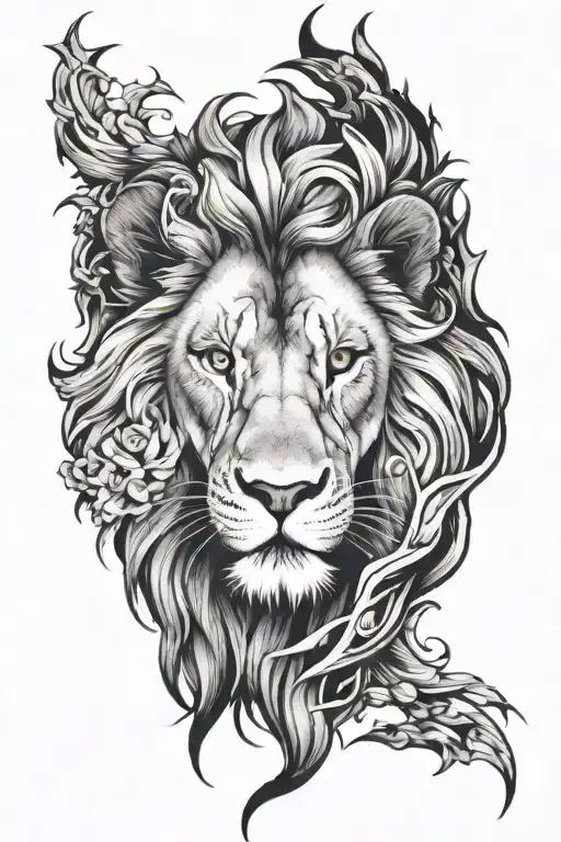 lion and the lamb peacefully lying tattoo design idea