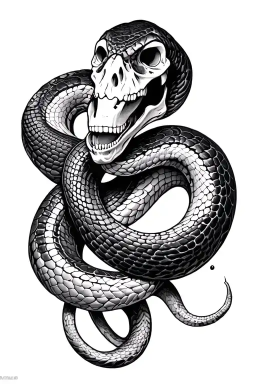 snake skeleton tattoo design idea