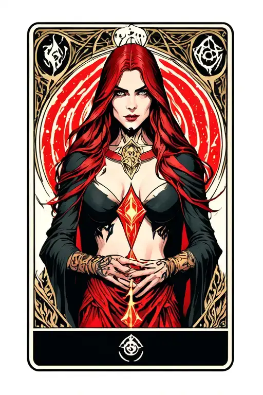 high priestess tarot card featuring Marvel's Scarlet Witch tattoo design idea