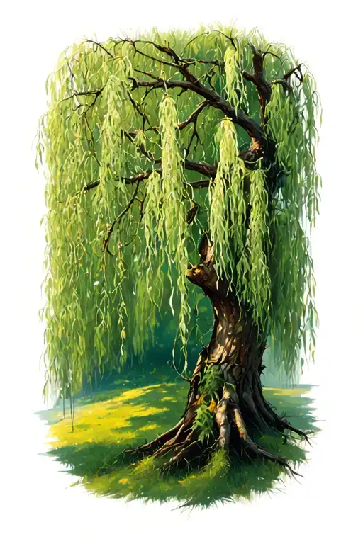 weeping Willow branches less dense tattoo design idea