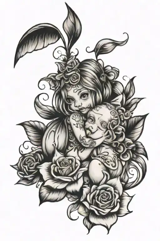 child loss baby tattoo design idea