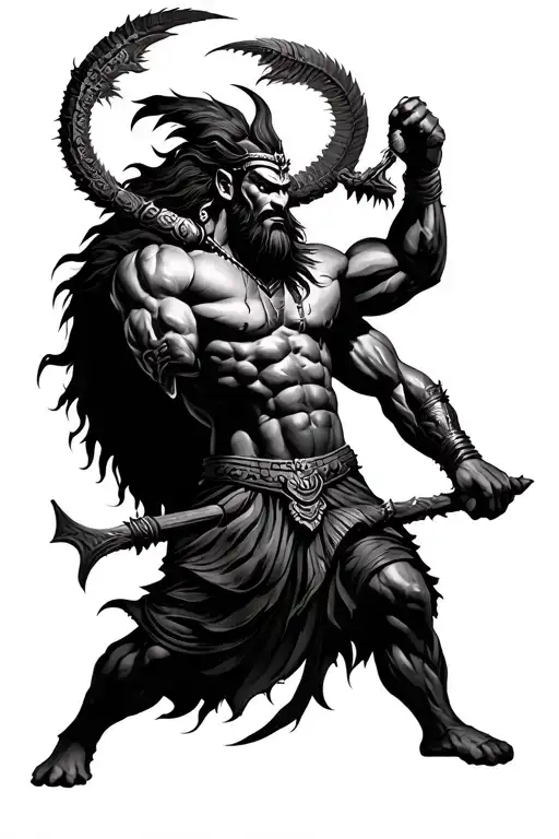 Lork Rama fighting Ravana tattoo design idea