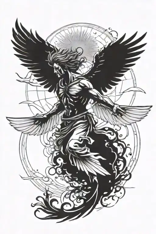 icarus flying tattoo design idea