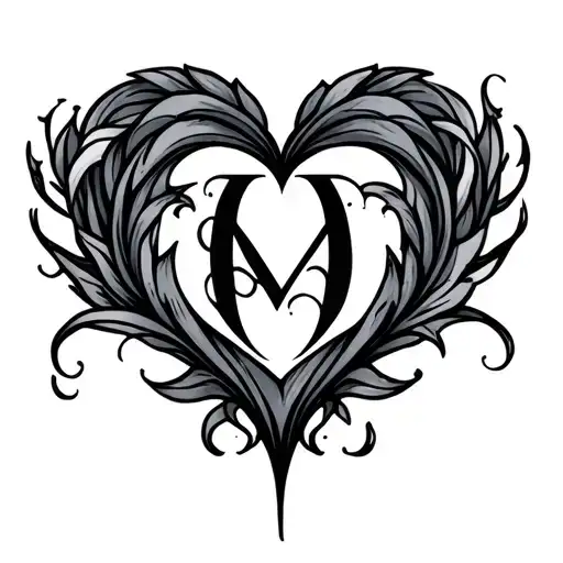 initials with heart tattoo design idea