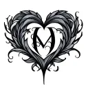 initials with heart tattoo design idea