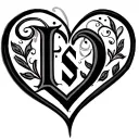 initials with heart tattoo design idea
