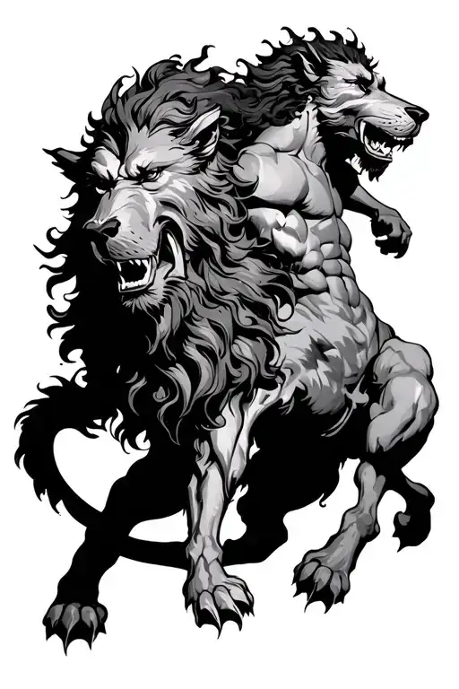 Hercules and Cerberus tattoo design idea