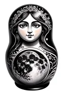 nesting doll  full moon  tattoo design idea