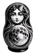 nesting doll  full moon  tattoo design idea