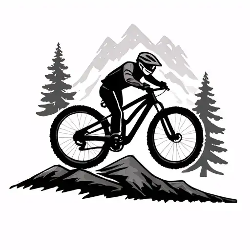 Stick Figure mountain bike fall tattoo design idea