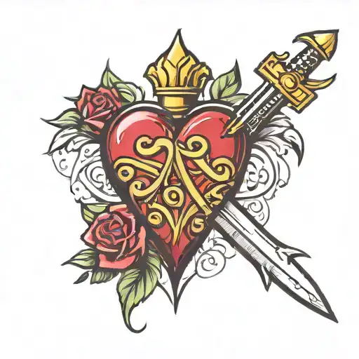 heart with a dagger tattoo design idea