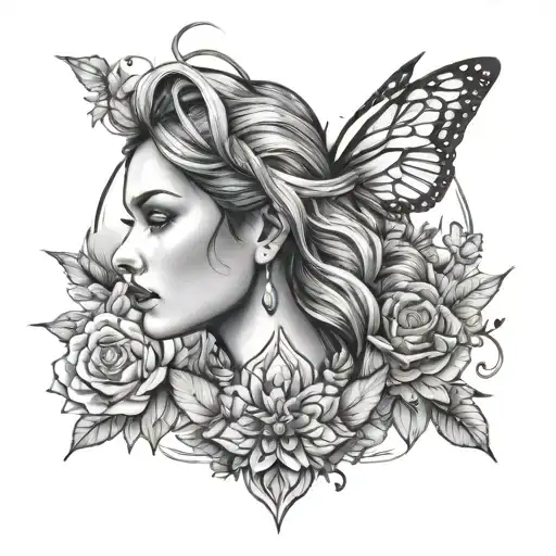 Transformation male to female tattoo design idea