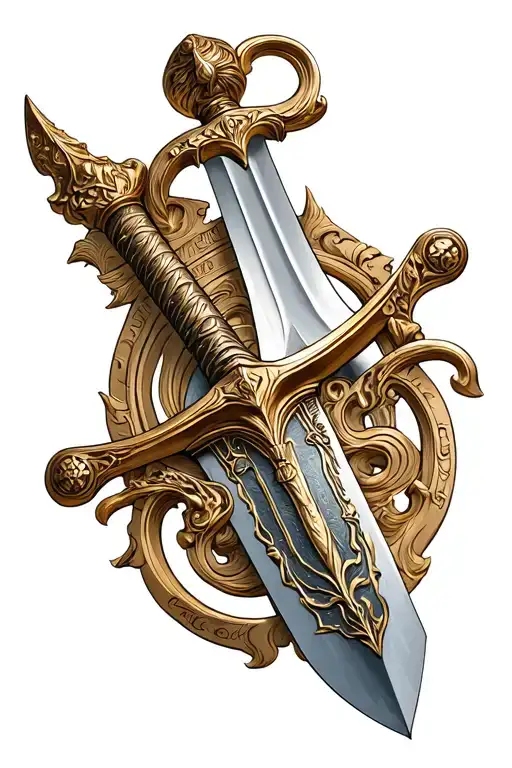 sword of damocles hanging tattoo design idea