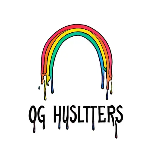 "OG HUSLTLERS" rain bow drip tattoo design idea