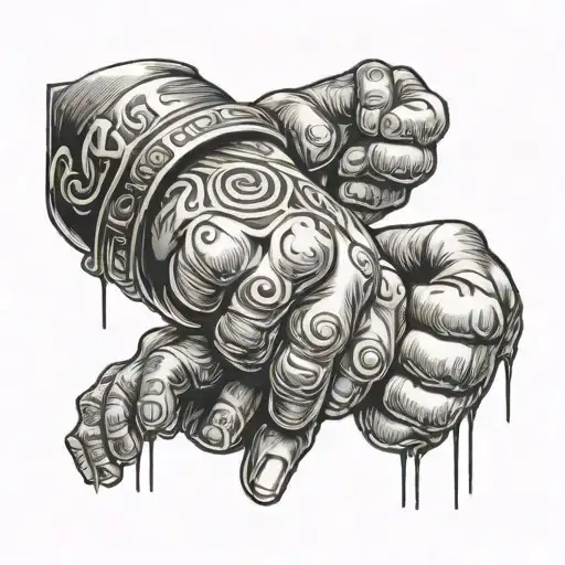 fist bumpping children tattoo design idea
