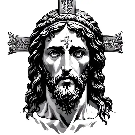 jesus Cross cry tattoo design idea