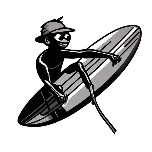 stick man riding a surfboard tattoo design idea