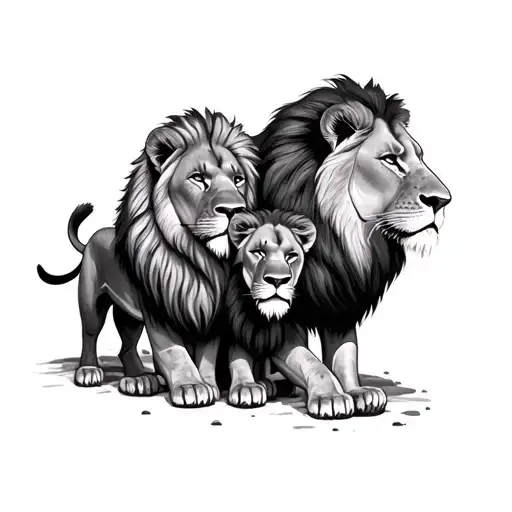 Family Of Lions tattoo design idea