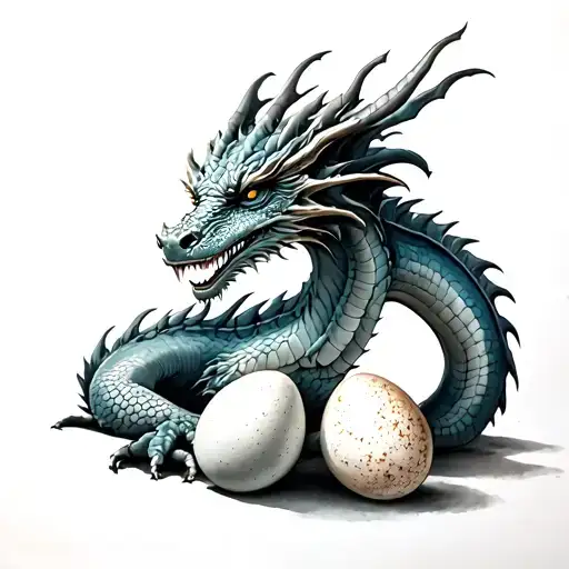 dragon with 3 eggs  tattoo design idea