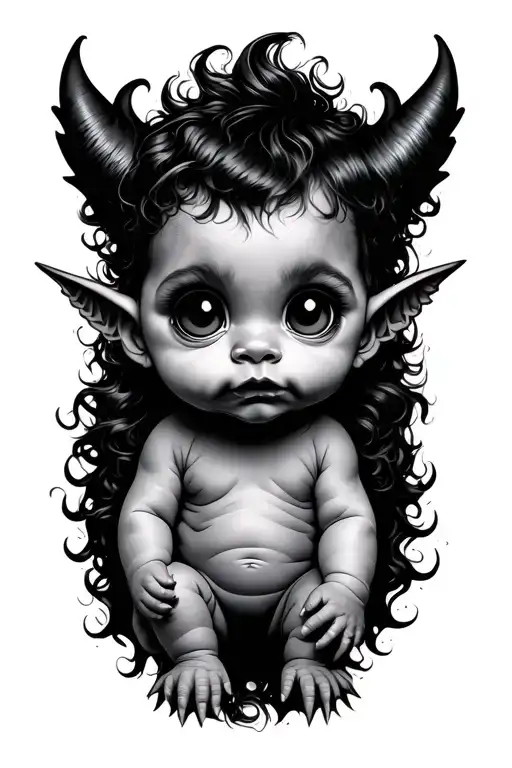 cute baby monsters and demons with big eyes all tattoo design idea