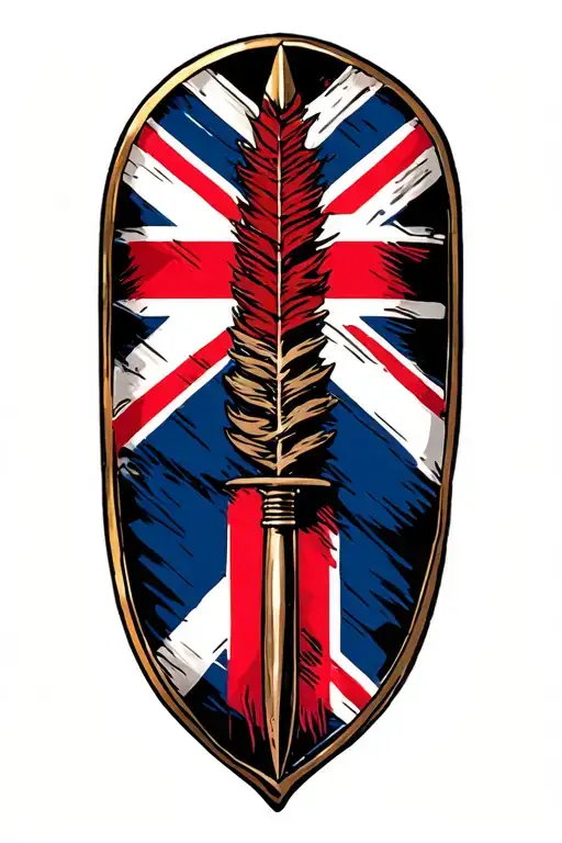 dart pin with UK flag intertwined tattoo design idea