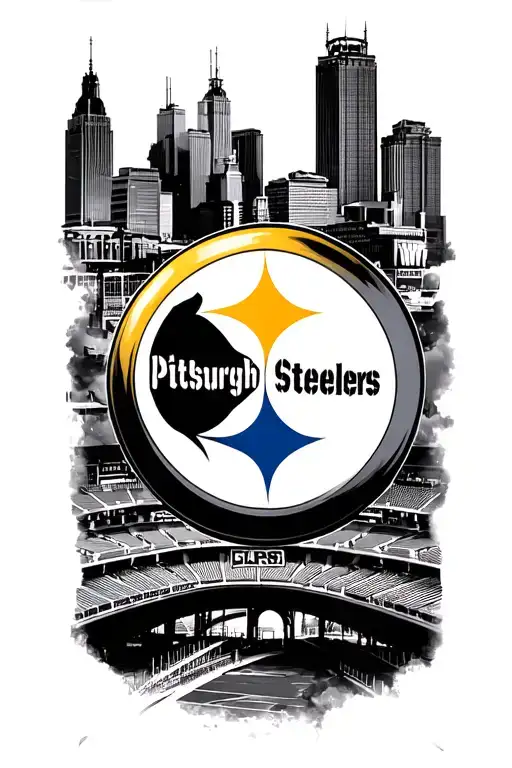 pittsburgh steelers skyline football, logos and bridges, stadium tattoo design idea