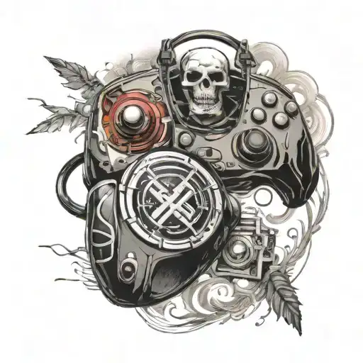 shenmue and red xbox button tattoo design idea