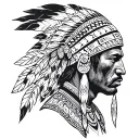 African Warrior With Native American headress pattern incorporating tattoo design idea