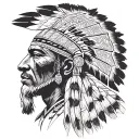 African Warrior With Native American headress pattern incorporating tattoo design idea