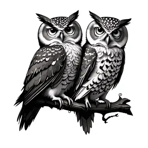 Gemini Two Face  owls tattoo design idea