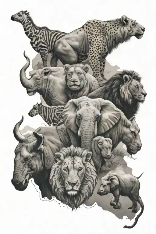 africa big five tattoo design idea