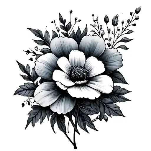 1 Peter 5:7 simple line drawing flowers tattoo design idea