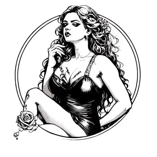 7 deadly sins gluttony sexy woman tattoo design idea
