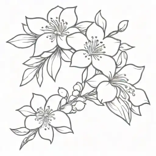 Jasmine and Sakura flowers tattoo design idea