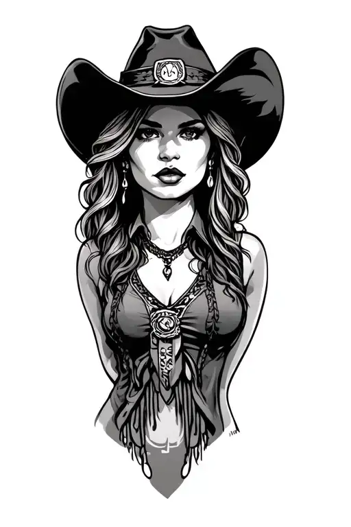 Western Cowgirl outlaw tattoo design idea