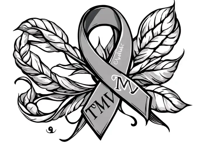 Ovarian cancer ribbon with initials TMV tattoo design idea