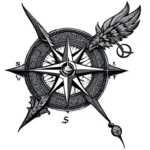 viking compass and all other symbols patterns representing tattoo design idea