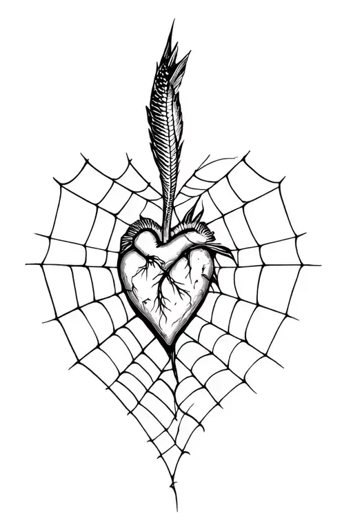 The little pike descends through the web from the heart tattoo design idea
