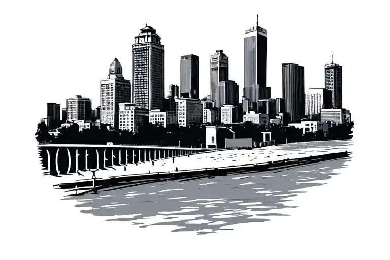 omaha nebraska city skyline tattoo design idea