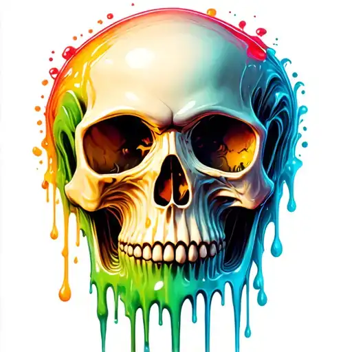 skull melting with slime dripping tattoo design idea